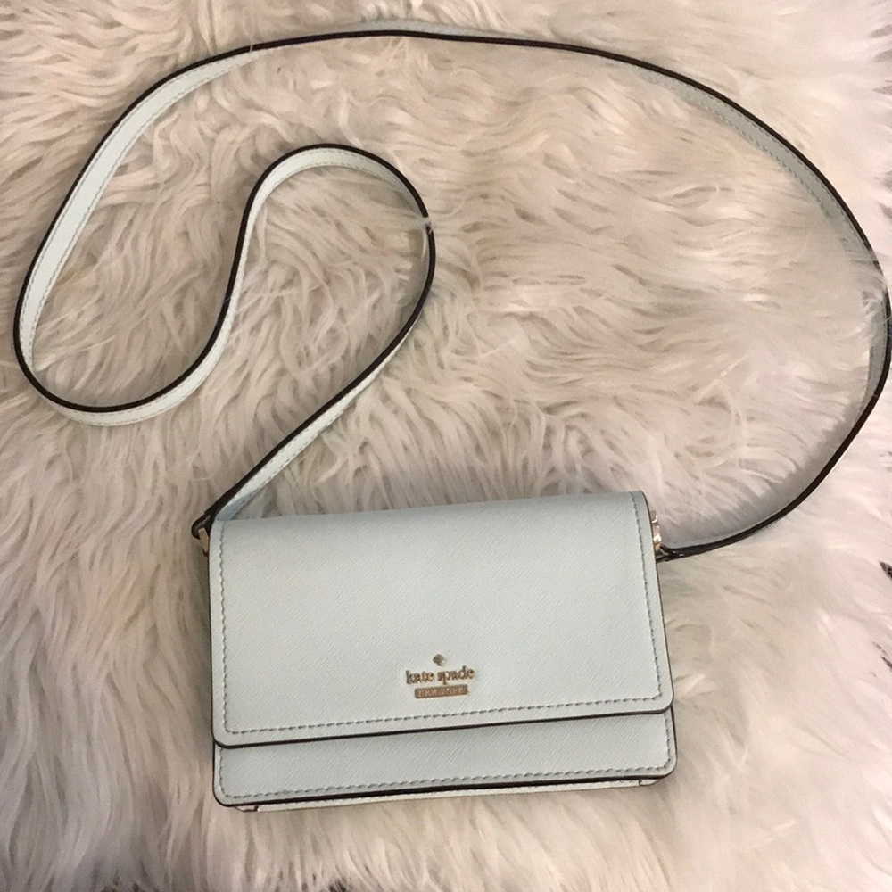 Kate spade light blue cute cowhide leather mini crossbody handbag